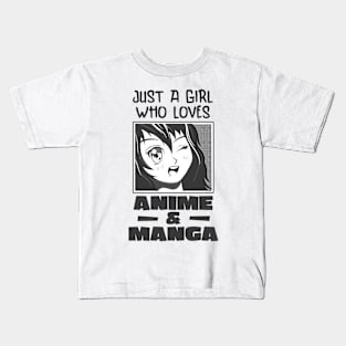 A Girl Who Loves Anime And Manga Kids T-Shirt